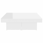 Tavolino da Salotto Bianco Lucido 90x90x28 cm in Truciolato