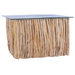 Tavolino da Caffè Ripiano in Vetro 66x66x40 cm in Legno di Teak