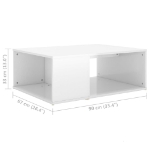 Tavolino da Salotto Bianco Lucido 90x67x33 cm in Truciolato