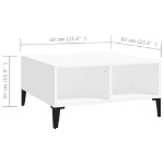 Tavolino da Salotto Bianco 60x60x30 cm in Truciolato
