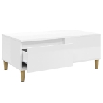 Tavolino Salotto Bianco Lucido 90x50x36,5 cm Legno Multistrato