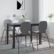 Tavolo da Pranzo Nero 114x71x75cm in Legno Massello di Hevea