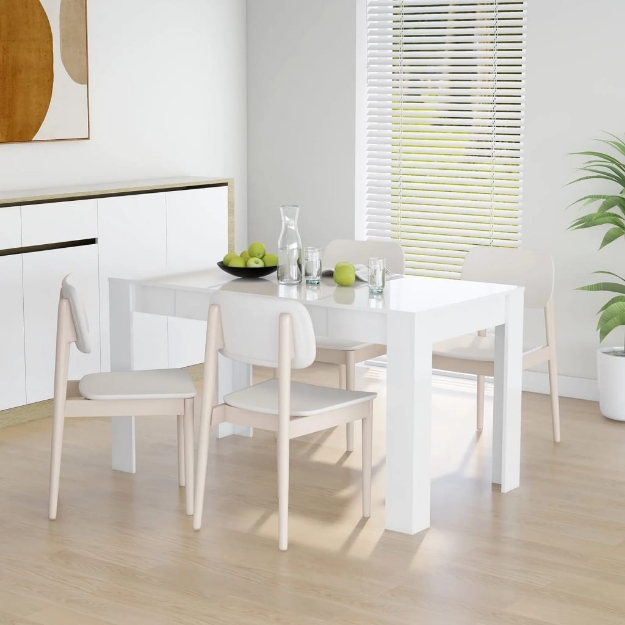 Tavolo da Pranzo Bianco Lucido 140x74,5x76 cm Legno Multistrato