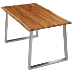 Tavolo da Pranzo 140x80x75cm Massello d'Acacia e Acciaio Inox