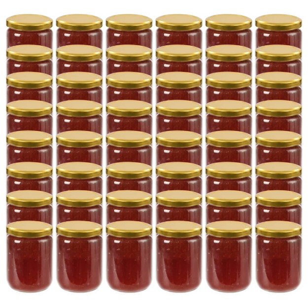 Vasi per Marmellata in Vetro Coperchio Oro 48 pz 230 ml