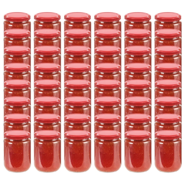 Vasi per Marmellata in Vetro Coperchio Rosso 48 pz 230 ml