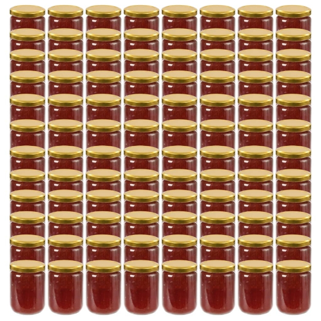 Vasi per Marmellata in Vetro Coperchio Oro 96 pz 230 ml