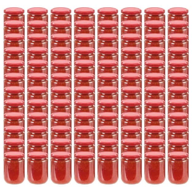 Vasi per Marmellata in Vetro Coperchio Rosso 96 pz 230 ml