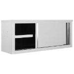 Armadio da Cucina ad Ante Scorrevoli 120x40x50cm Acciaio Inox