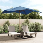 Ombrellone da Giardino con Palo in Legno Azzurro 300x300x273 cm