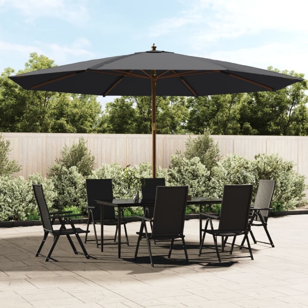 Ombrellone da Giardino con Palo in Legno Nero 400x273 cm