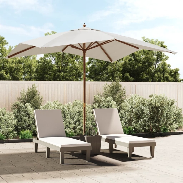 Ombrellone da Giardino con Palo in Legno Sabbia 300x300x273 cm