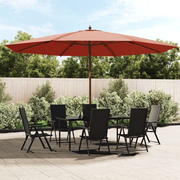 Ombrellone da Giardino con Palo in Legno Terracotta 400x273 cm