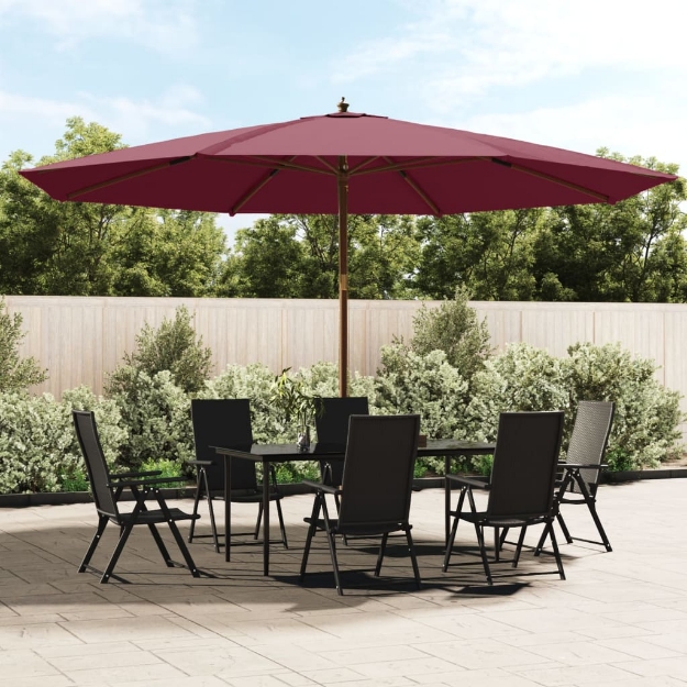 Ombrellone da Giardino con Palo Legno Rosso Bordeaux 400x273 cm