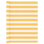 Paravento Balcone Bianco e Giallo 120x400 cm Tessuto Oxford