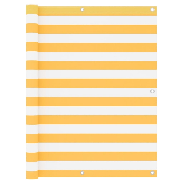 Paravento Balcone Bianco e Giallo 120x400 cm Tessuto Oxford