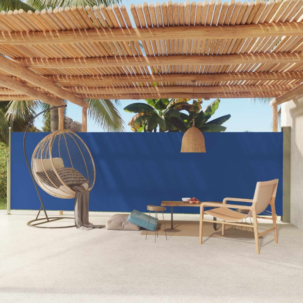 Tenda da Sole Laterale Retrattile per Patio 160x600 cm Blu