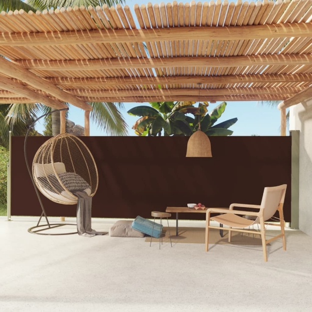 Tenda da Sole Laterale Retrattile per Patio 160x600 cm Marrone