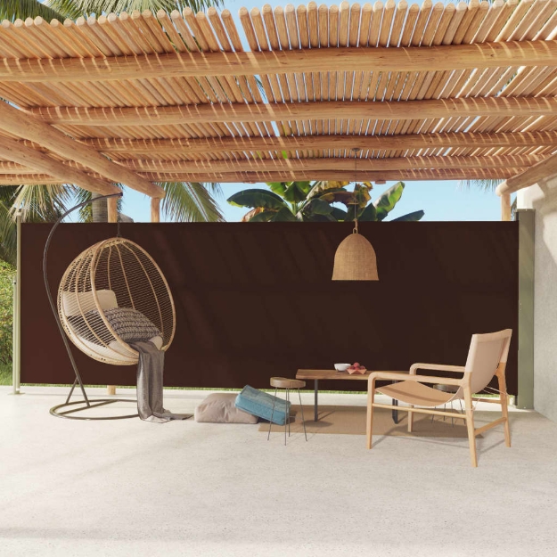 Tenda da Sole Laterale Retrattile per Patio 180x600 cm Marrone