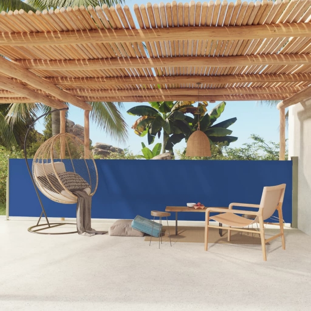 Tenda Laterale Retrattile per Patio 117x600 cm Blu