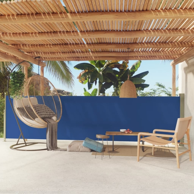 Tenda Laterale Retrattile per Patio 140x500 cm Blu