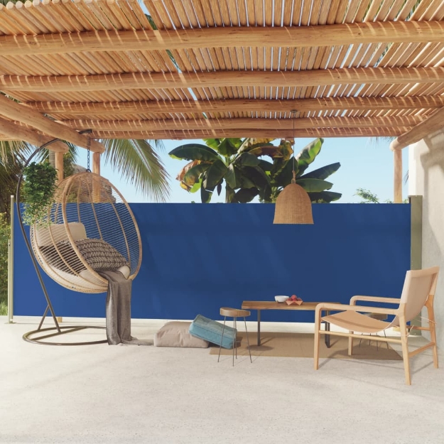 Tenda Laterale Retrattile per Patio 160x500 cm Blu