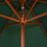 Ombrellone 270x270 cm con Palo in Legno Verde
