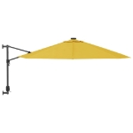 Ombrellone a Parete con LED Giallo 290 cm