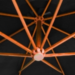 Ombrellone a Sbalzo con Palo Nero 3,5x2,9 m in Legno di Abete