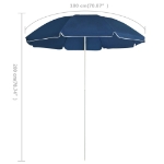Ombrellone da Esterni con Palo in Acciaio Blu 180 cm