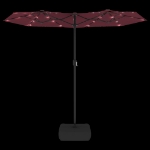 Ombrellone a Doppia Testa con LED Rosso Bordeaux 316x240 cm