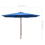 Ombrellone da Esterni con Palo in Legno 350 cm Blu