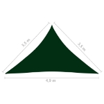 Parasole a Vela Oxford Triangolare 3,5x3,5x4,9 m Verde Scuro