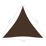 Parasole a Vela Oxford Triangolare 3,6x3,6x3,6 m Marrone