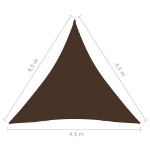 Parasole a Vela Oxford Triangolare 4,5x4,5x4,5 m Marrone
