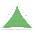 Vela Parasole 160 g/m² Verde Chiaro 3,6x3,6x3,6 m in HDPE