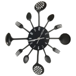 Orologio da Parete Cucchiaio e Forchetta Nero 40 cm Alluminio