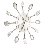 325162 Wall Clock with Spoon and Fork Design Silver 31 cm Aluminium
