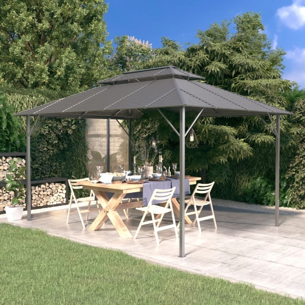 Gazebo con Tetto Doppio 3x4 m Antracite