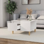 Tavolino Salotto Bianco Lucido 55x55x36,5 cm Legno Multistrato