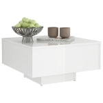 Tavolino da Salotto Bianco Lucido 60x60x31,5 cm in Truciolato