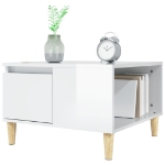 Tavolino Salotto Bianco Lucido 55x55x36,5 cm Legno Multistrato