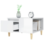 Tavolino Salotto Bianco Lucido 55x55x36,5 cm Legno Multistrato