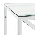 Tavolino da Salotto 110x45x45 cm in Acciaio Inox e Vetro