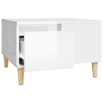 Tavolino Salotto Bianco Lucido 55x55x36,5 cm Legno Multistrato