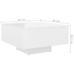 Tavolino da Salotto Bianco Lucido 60x60x31,5 cm in Truciolato
