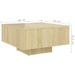 Tavolino da Salotto Rovere Sonoma 60x60x31,5 cm in Truciolato