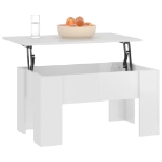 Tavolino da Salotto Bianco Lucido 79x49x41 cm Legno Compensato