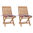 Sedie Giardino 2 pz con Cuscino Rosso a Quadri Massello di Teak