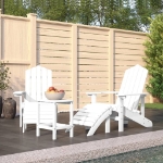 Sedie Giardino con Poggiapiedi e Tavolo Adirondack HDPE Bianco